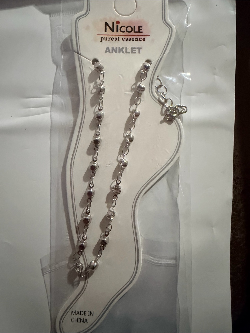 Nicole Silver Bead Bracelet with Link Chain